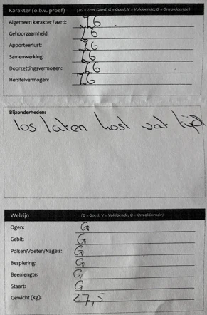 Screenshot van de rasinventarisatiebeoordeling van Bailey.